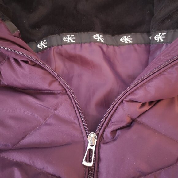 Calvin Klein Ladies Purple Puffy Full Zip Size Medium Coat - Picture 11 of 15